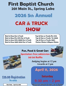 5th Annual First Baptist Church Car & Truck Show (Spring Lake) Logo